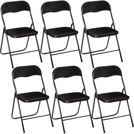 Lot de 6 chaises pliantes en acier et PVC – Hauteur d'assise 43 cm – Dimensions 44x48x79 cm – Pour espaces réduits – Toilinux