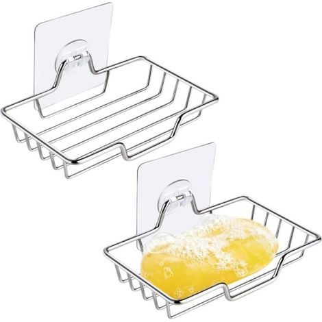 Zwei Seifenschalen, Seifenschalenhalter aus Edelstahl mit Saugnäpfen, geeignet für Dusche und Badezimmer. (1/5)