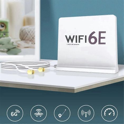 Antenne WiFi 6E portable 2,4 GHz/5 GHz/6 GHz pour carte réseau, noire (1/5)