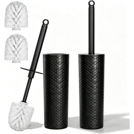 Brosses de Toilettes avec Support, Brosse de WC avec Couvercle et 4 têtes de Brosse de Rechange, Brosse de Toilettes pour Un Nettoyage en Profondeur des Toilettes, Remplaçables (1/5)