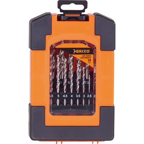 Set punte per trapano tassellatore Brixo HSS fresate in cofanetto display 19 pezzi Brixo