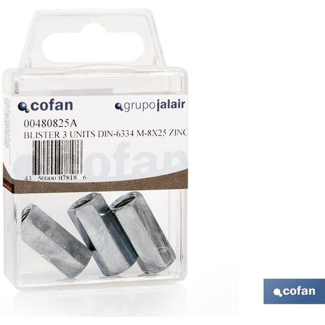Manicotti esagonali per collegamento di aste filettate DIN 6334 Zinco M6x30 (4 unità)