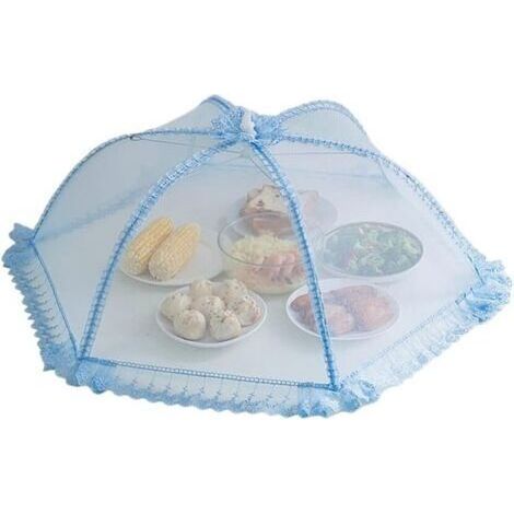 Filet alimentaire extérieur bleu, 1 pièce, ouvert à 80 cm de diamètre, couvercle alimentaire anti mouches des fruits, couvercle alimentaire en maille pliable réutilisable, adapté aux accessoires de (1/5)