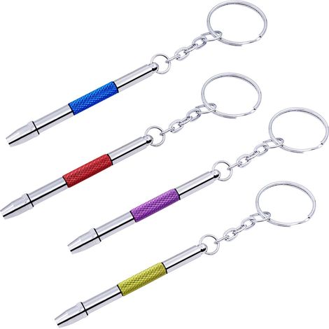 Lot de 4 mini tournevis pour lunettes, 4 en 1, tournevis de précision, kit de réparation de lunettes, lunettes de soleil, jouets de réparation avec trousseau de clés (1/5)