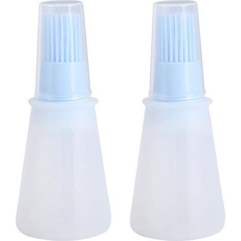 Brosse à bouteille d'huile en silicone avec couvercle Bouteille de sauce molle avec pinceau à pâtisserie en silicone Emballage réutilisable (Bleu) (1/5)