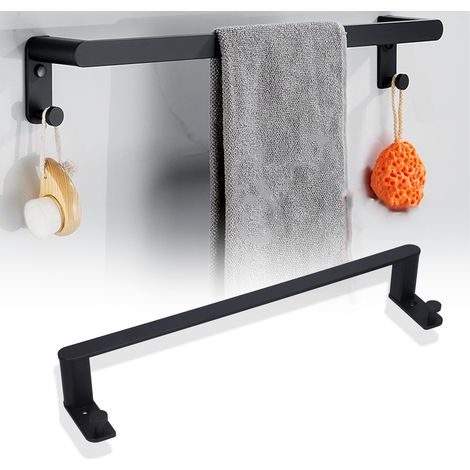 Porte-serviettes en aluminium noir de qualité spatiale, barre double, tringle de salle de bain, accessoire de douche, porte-serviettes de bain double couche, étagère de rangement, modèle à barre simpl (1/5)