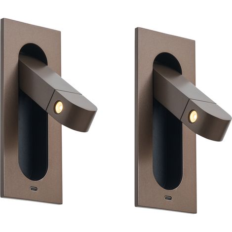 QAZQA Lot de 2 appliques murales modernes bronze foncé avec LED (1/5)