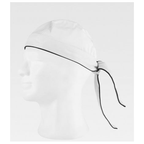 Bandana de cocina con con cinta para ajustar en la nuca WORKTEAM M605  Blanco+Negro