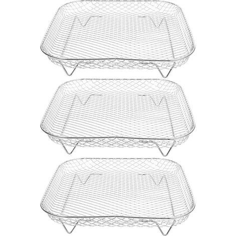 Lot de 3 grilles d'égouttage en acier inoxydable pour friteuse à air chaud, panier et tapis de cuisson. Accessoires pour friteuse à air chaud. (1/5)
