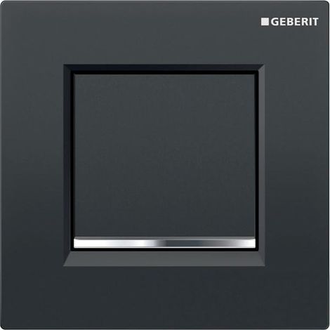 Geberit Typ 20 Betätigungsplatte, eckig, für Urinalsteuerung mit pneumatischer Spülauslösung: Platte, Taste: schwarz / glänzend, Designstreifen: chrom / glänzend, 243.270.KM.1 (1/5)