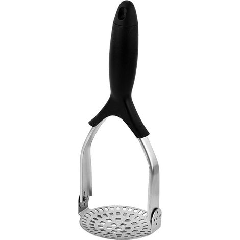 Presse-purée en acier inoxydable - Presse-purée manuel professionnel - Poignée antidérapante - Presse-purée pliable - Convient aux fruits, légumes et aliments pour bébés - 27 x 9,5 cm (1/5)