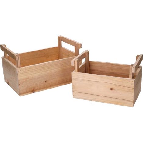 Rechteckige Holzschublade mit Griffen 1-2 natur cm26,5x18h15