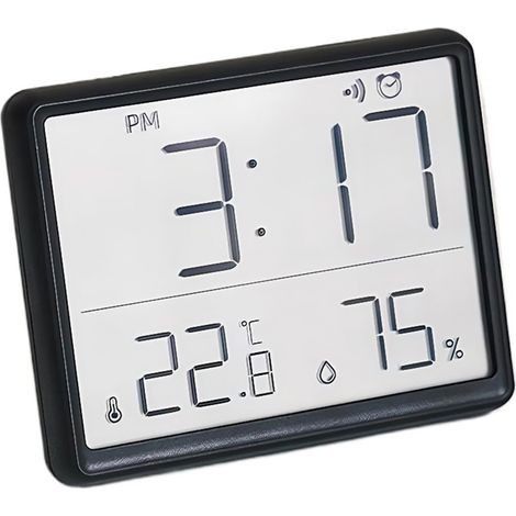 Horloge numérique plate avec affichage de la température et base magnétique pour mur/bureau, chambre à coucher, bureau