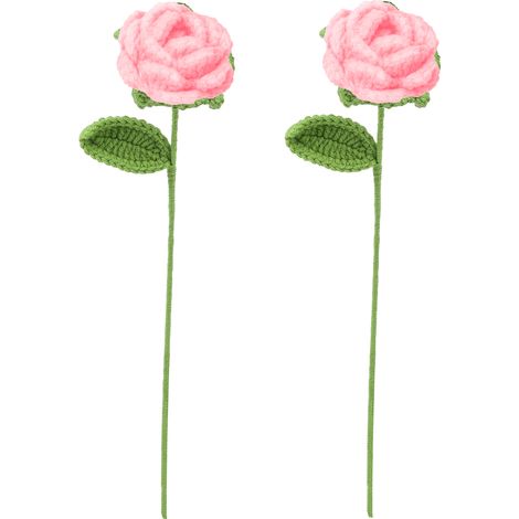 Bouquet de roses artificiel [2 pièces] Roses en coton lait tissé main prêt à offrir couleur rose pâle décor floral (1/5)