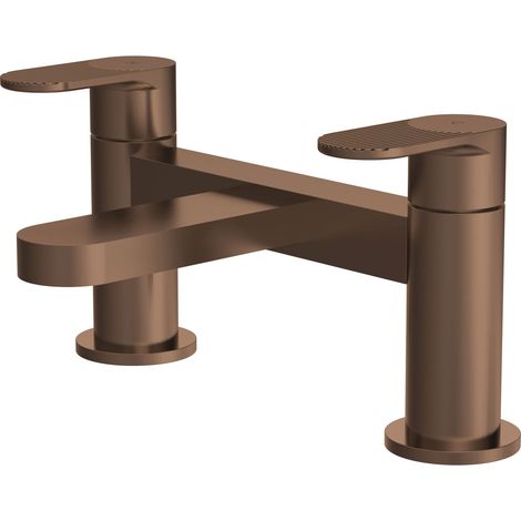 Nuie Cyprus Fluted Pillar Mounted Bath Filler Tap - Brushed Bronze (1/2)