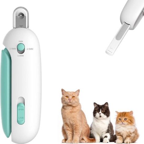 Coupe-ongles pour chat résistant aux éclaboussures avec lime dissimulée et trou de sécurité rond (bleu) (1/5)