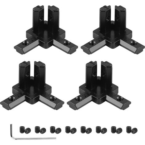 4pcs Connecteur d'Angle, Connecteur de Profilé 3 voies,20x20 Support d'Angle Avec Vis Pour Profilé d'Extrusion en Aluminium Standard(noir) (1/5)