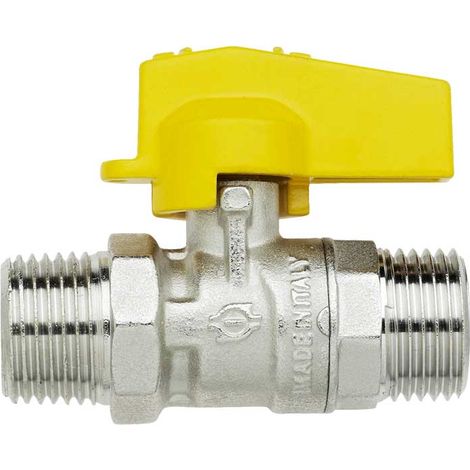 "RUBINETTO GAS A SFERA DIRITTO M/M CON LEVA IN ALLUMINIO FIV 1/2"""" x 1/2"