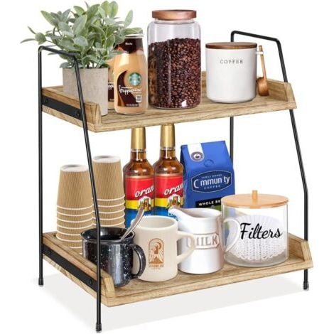 Étagère de rangement pour comptoir de bar à café et plan de travail, rangement de cuisine, peut contenir des capsules de café, des condiments, des tasses, support pour table à café, étagère de rangeme (1/5)