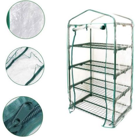 Mini serre - - housse imperméable - PVC transparent - porte enroulable - protection plantes (1/4)
