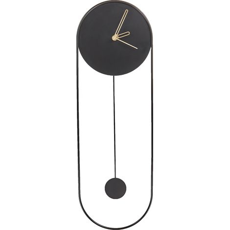 Reloj de pared decoración colgante 20 x 62 cm diseño moderno minimalista con péndulo decorativo sin números acero negro Salvan
