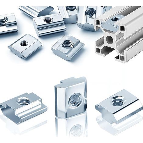 Lot de 30 rainures M8 Rainure 8, article M8 type B 40 x 40, écrou coulissant en T en acier au carbone pour 40 profilés en aluminium, fente d'extrusion, norme européenne (1/5)