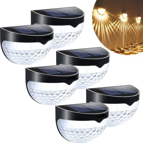6-Pack Solar Wall Lights, Solar Bridge Lights, Outdoor Waterproof Fence Lamp Lighting, Christmas Garden Decor (1/5)