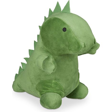 Relaxdays Fermaporta Dinosauro, in Stoffa con Imbottitura in Sabbia, Blocca Porta & Finestra da Terra per Interni, Verde, 1 pz (1/5)