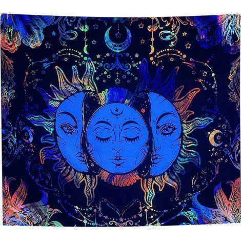 DECORACI脫N DE PARED UV PINTURA FLUORESCENTE TAPIZ REFLECTANTE 150x150cm Sol