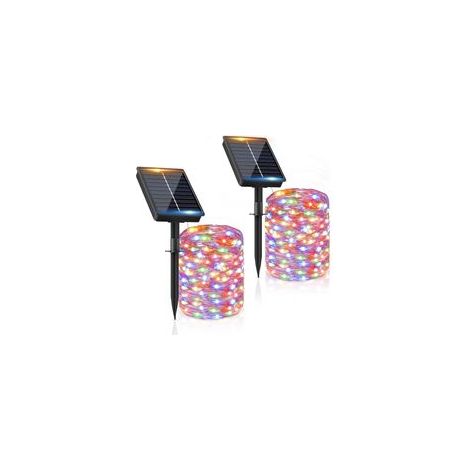 Lot de 2 x 12MGuirlande Solaire Exterieur 100LED Guirlande Lumineuse Exterieure Solaire Étanche Coloré 8 Modes Lumière Solaire Décoration pour Jardin Terrasse Maison Fête Noël Mariage