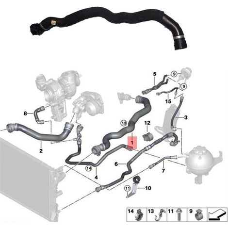 17128573233 is suitable for BMW G11 G12 G30 G31 radiator hoses. (1/5)