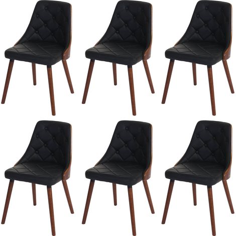 Set 6x sedie sala da pranzo soggiorno HHG-418 53x50x82cm legno ecopelle nero