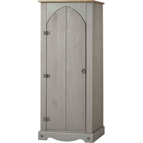 Corona Grey Storage Cupboard Solid Pine 1 Door Wooden Mexican Cabinet Shelving