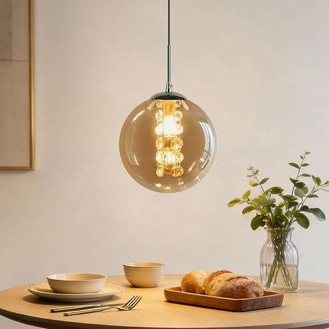 GBLY Lámpara Colgante Cristal Moderna 1 Brazo Ámbar Comedor 120CM Altura Ajustable G9 Para Dormitorio Cocina Bar (1/5)