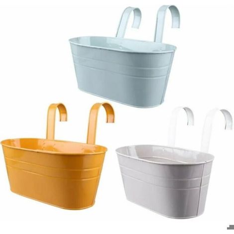 Pot De Fleurs Suspendu - Fer - 27 x 14,3 x 11,7 cm - Pour Balcon Fenêtre Balustrade Intérieur Extérieur - Lot De 3 (1/5)