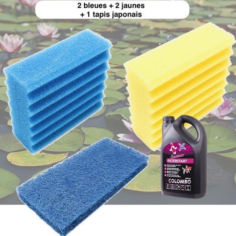 Mousses De Remplacement, + bactéries 1000ml 2 Mousses Jaunes + 2 Bleues + 1 Tapis Japonais (1/5)