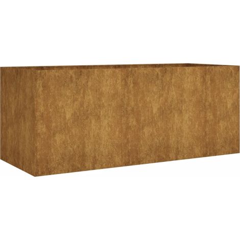 Macetero bancal elevado plantas flores terraza jardín jardín 200 x 80 x 80 cm acero corten marrón 020039406