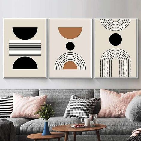 Poster mural sans cadre 50x70cm style bohème motif géométrique 3 pièces