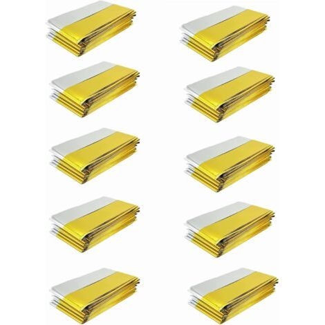10er-Pack extra große Mylar-Rettungsdecken, 210 cm x 160 cm, silber und gold, Überlebensset, Wärmedecke für Camping und Survival-Aktivitäten