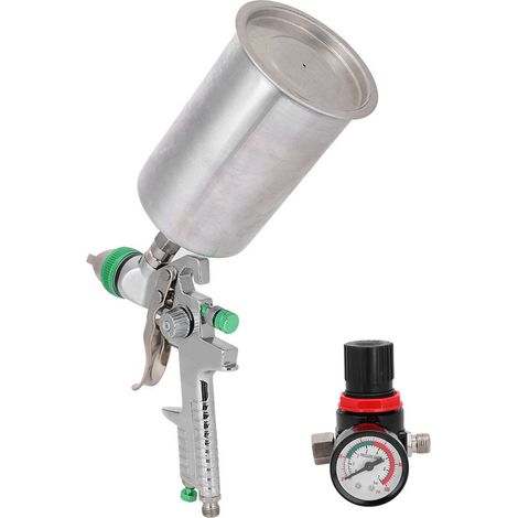 Pistolet à peinture pneumatique avec régulateur de pression, buse 2,5 mm, godet aluminium 1000 ml (1/5)