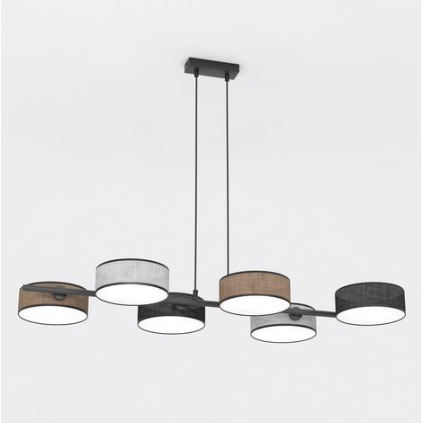 Lampada a sospensione DRUMZ 6 MIX1 in metallo e tessuto
