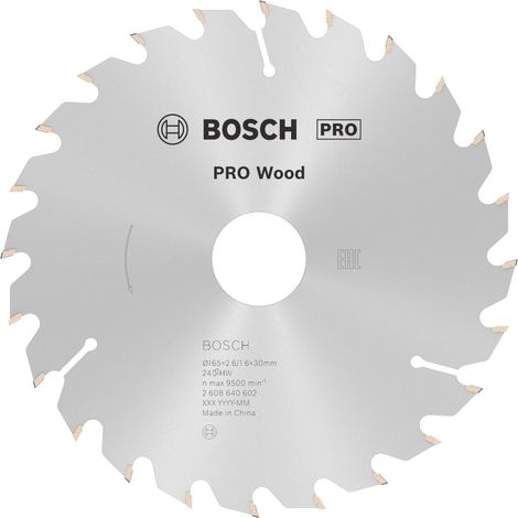 Bosch PRO Wood Kreissägeblatt, 165 x 2,6 x 30 mm, T24