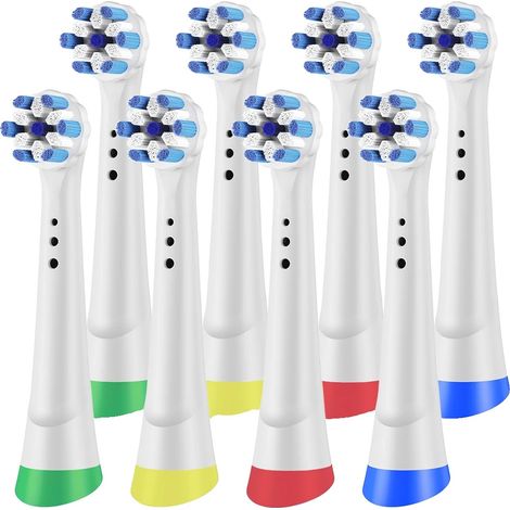 Testine di ricambio per spazzolino da denti, compatibili con la serie iO, per una rimozione efficace della placca, colore bianco - 8 pezzi (1/2)