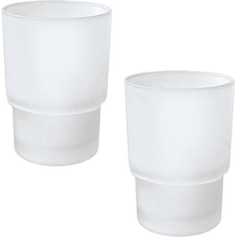 Gobelet à brosse à dents, lot de 2 gobelets en verre de rechange pour porte-brosse à dents mural, gobelet pour bain de bouche, accessoires de salle de bain (1/5)