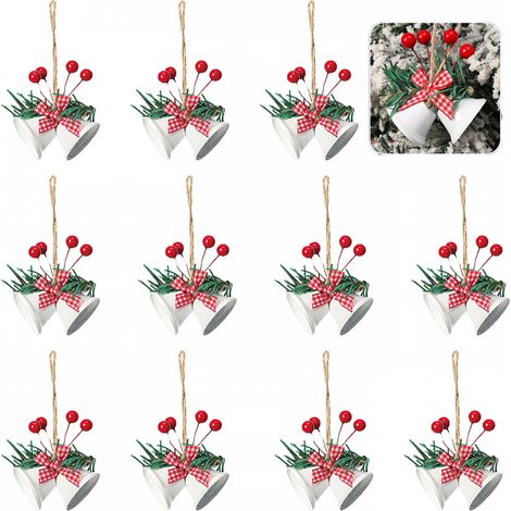 Décorations de Noël en forme de clochecloches en cloches suspendues à la fenêtre adaptées à la suspension du sapin 12 pièces Métal Blanc (1/5)