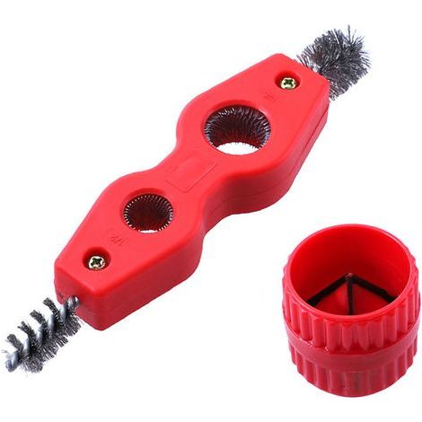 Rohrreiniger mit 4 Bürsten – Entgrat- und Polierwerkzeug für 1/2", 5/8", 3/4" und 7/8" Rohre, mit Innen-/Außenreibahle, für Sanitär- und Heizungsinstallationen (1/5)