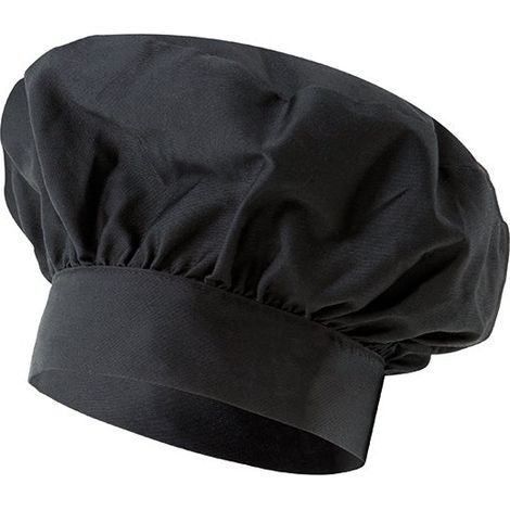 Gorro de cocinero estilo francés con frunces VELILLA Serie VAINILLA Negro