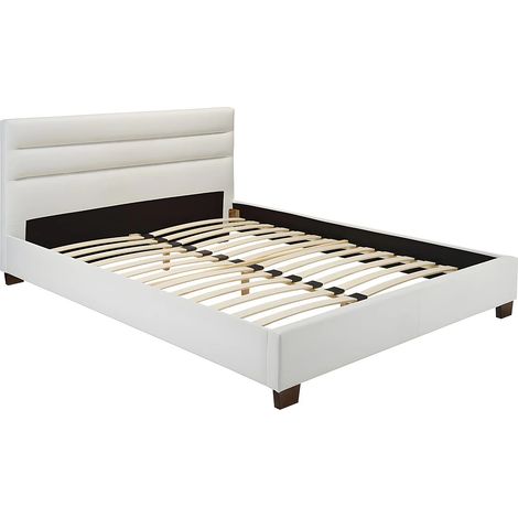 Letto matrimoniale alla francese 140 x 190 cm in Similpelle Bianco - FAUSTIN (1/5)