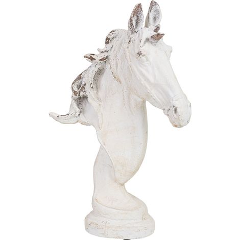 Figura decoración caballo de magnesio blanco 25x10x38h cm