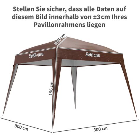 Telo di ricambio per gazebo da giardino 3 x 3 m, telo di ricambio per tenda da giardino, protezione UPF 50+, tessuto Oxford, colore caffè.